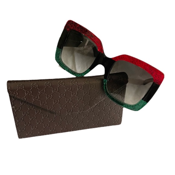 Gucci GG083S 001 Oversized Glitter Sunglasses NWT main image 6